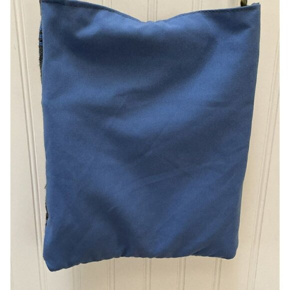 Southwest BoHo Blue Gray Saddle Blanket Lined Crossbody Handbag Small Tote - Picture 5 of 12